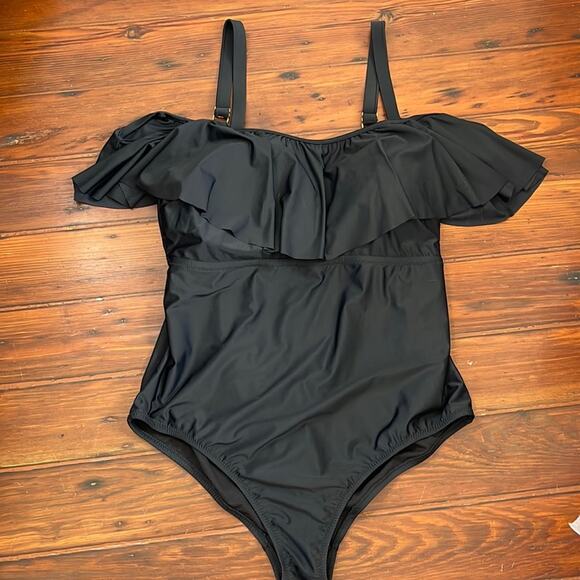Raisins Curve ruffle off the shoulder one piece swimsuit sz 22W - Picture 1 of 4